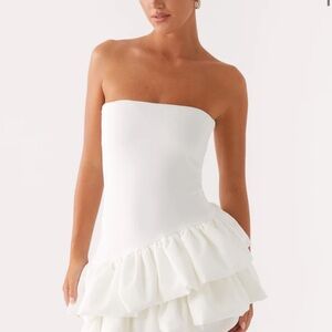 Princess Polly White Strapless Ruffle Dress